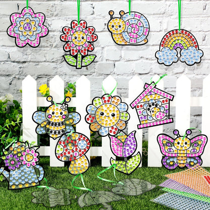 WinnerWhy 36 Sets Spring Diamond Painting Kits DIY Hanging Diamond Art Spring Crafts Butterfly Flower Gem Ornaments for Home Party Decor Sunday School Classroom Activities