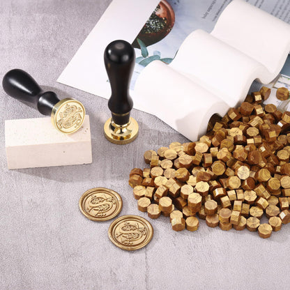 Yoption Traditional Initial Alphabet Wax Seal Stamp with 120 Antique Gold Wax Seal Beads Kit for Wedding Engagement Party Invitation Envelope Christmas Gift Wrap - Letter S