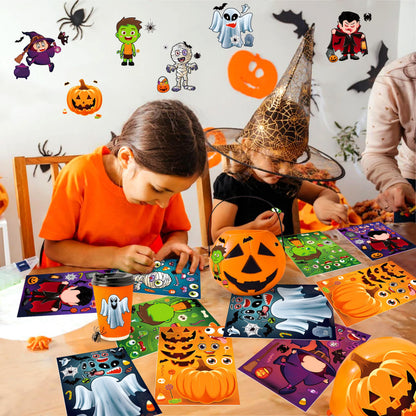 LINAYE 48 Sheets Halloween Stickers Crafts for Kids Toddlers, Make Your Own Stickers, Halloween Goodie Treat Bag Fillers Game Activities for Kids Toddlers Halloween Party Favors