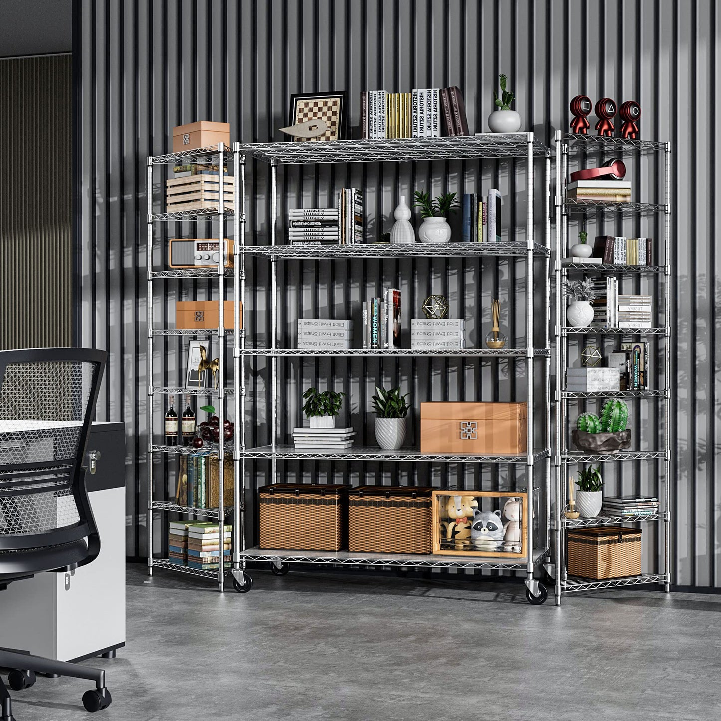 5 Tier 6000lbs Capacity NSF Metal Shelf Wire Shelving Unit, Heavy Duty Adjustable Storage Rack with Wheels & Shelf Liners for Commercial Grade Utility Steel Storage Rack, Chrome - 82"H x 48"L x 24"D