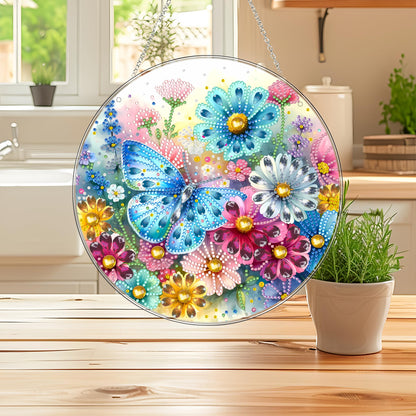 DIY Hanging Diamond Art Kit for Adults, 5D Acrylic Gem Art Window & Wall Pendant, Diamond Painting Ornament for Home Decor (Butterfly-2)