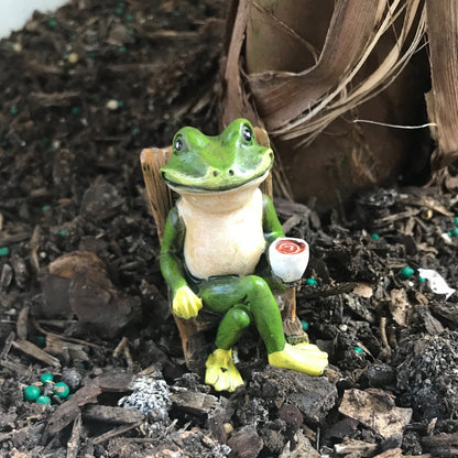 Patio Eden Miniature Frog Garden Statue - 2" Tall - Mini Outdoor Accessory Figurine for Fairy Garden