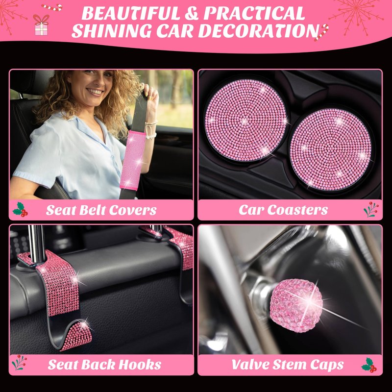 Pink Car Accessories Advent Calendar 2025 for Women - 24 Days of Pink Gift Set, Christmas Countdown Calendar with Sparkly Interior Décor, Luxury Holiday Gifts for Wife, Girlfriend, Mom, Coworker