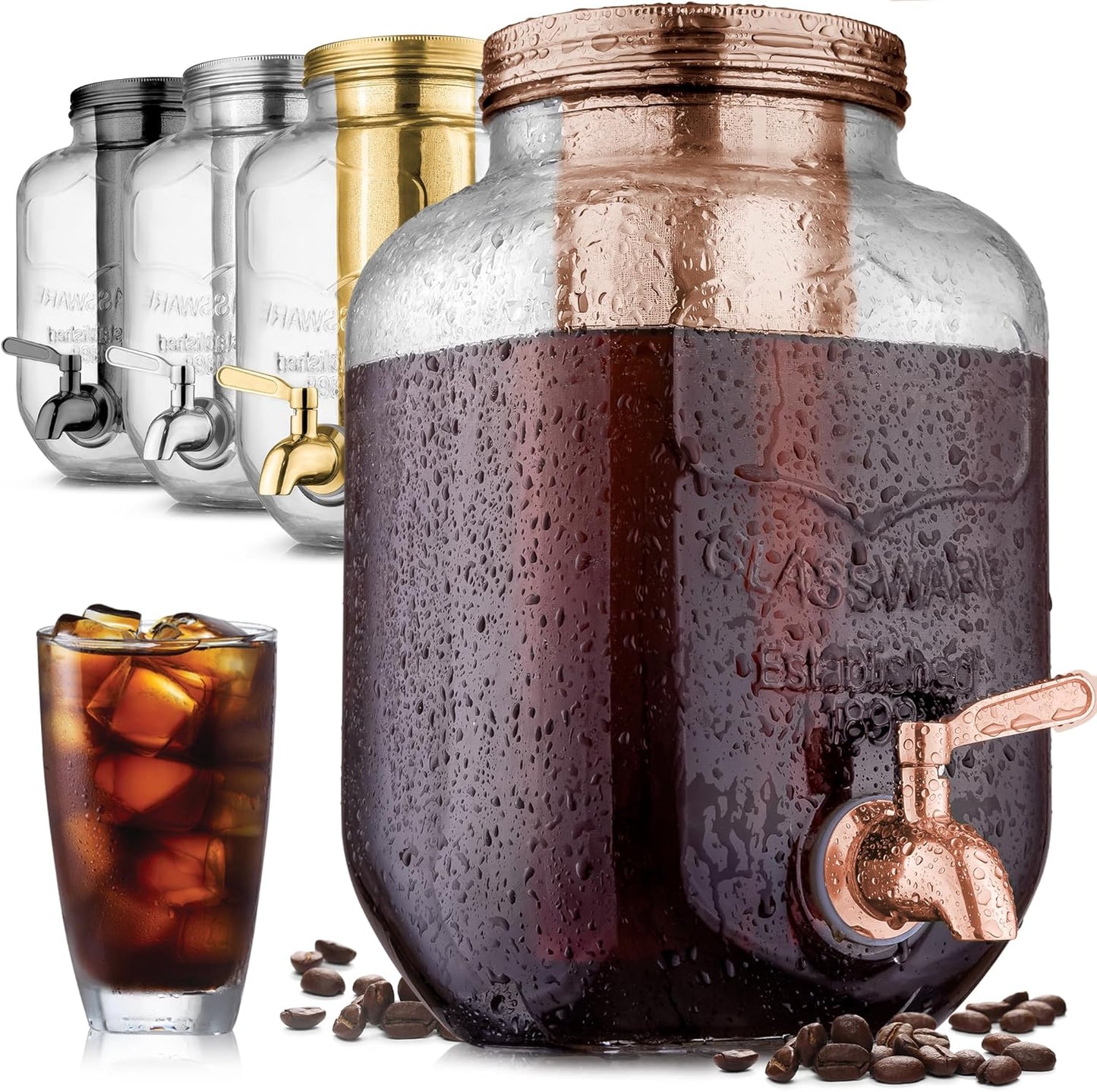 1 Zulay Kitchen Gallon Cold Brew Coffee Maker - Large Iced Tea & Cold Brew Pitcher with Extra-Thick Glass & Stainless