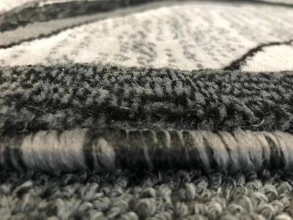Modern Contemporary Door Mat Rug - Grey & Black Silver Design, 2 Feet X 3 Feet