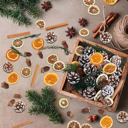 Wlicon Christmas Potpourri Bowl Filler, Natural Pinecone, Cinnamon Sticks, Dried Orange Slices, Star Anise, Acorns for Crafts for Christmas Wreath Vase Filler Christmas DIY Crafts Party Decor