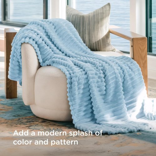 Bedsure GentleSoft Throw Blanket - Cozy Light Blue Fleece Blanket for Couch, 50x60 Inches