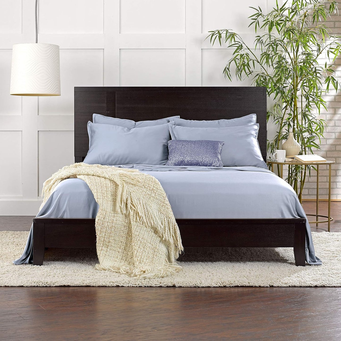 Pure Bamboo King Sheets - Luxuriously Soft 100% Organic Viscose Bed Sheet Set | Sterling Blue, Double Stitching