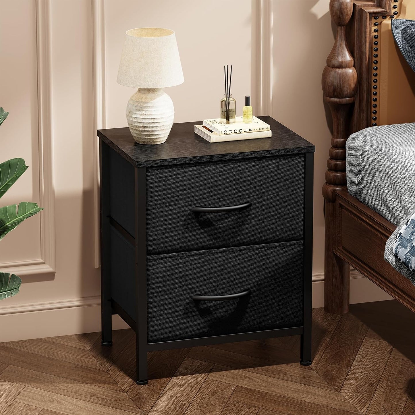 2 20" Closet, Sweetcrispy Nightstand Small Dresser with Fabric Drawers Side Bedroom End Table Kids Bedside Storage