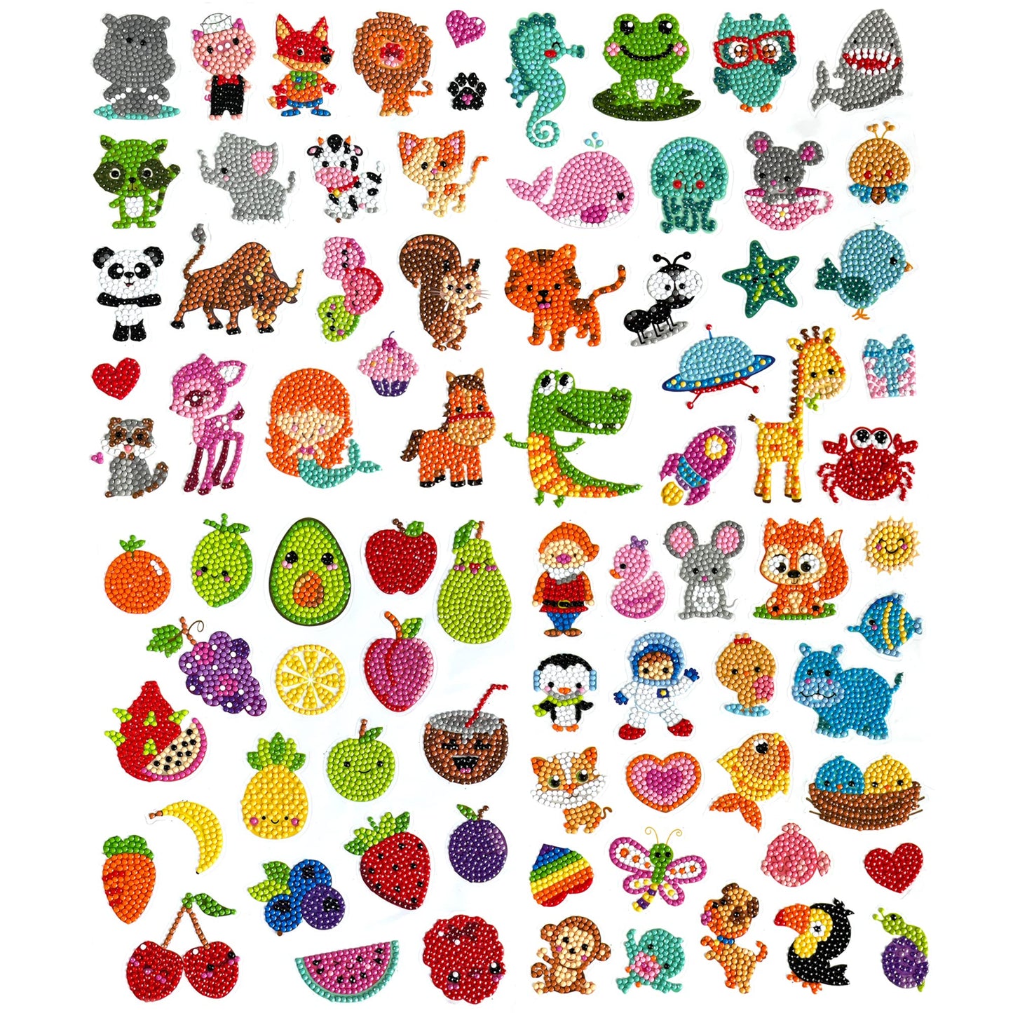 sinceroduct 80pcs Diamond Stickers for Kids - 5D DIY Gem Art Kits, Safe and Colorful Crafts for Girls, Boys, and Beginners