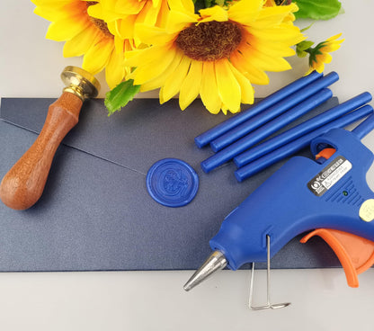30 Pieces 7mm Sealing Wax Sticks for Glue Gun,PORXFLY Mini Wax Seal Sticks Great for Cards Envelopes,Wedding Invitations,Gift Wrapping,Wine Packages (Sapphire Blue)