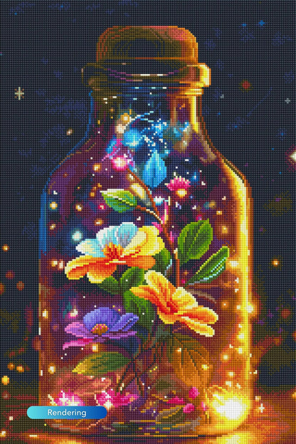 Picmondoo Diamond Painting - 40 x 60 cm, with Square Resin Stones, AB Stones, Rhinestones & Metallic Colours - DIY Artwork for Adults and Children (Luminous Flower Magic)