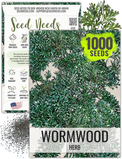 (1 Pack) Seed Needs Wormwood Seeds for Planting - Non-GMO, Heirloom & Untreated Perennial Herb - Medicinal Herbs