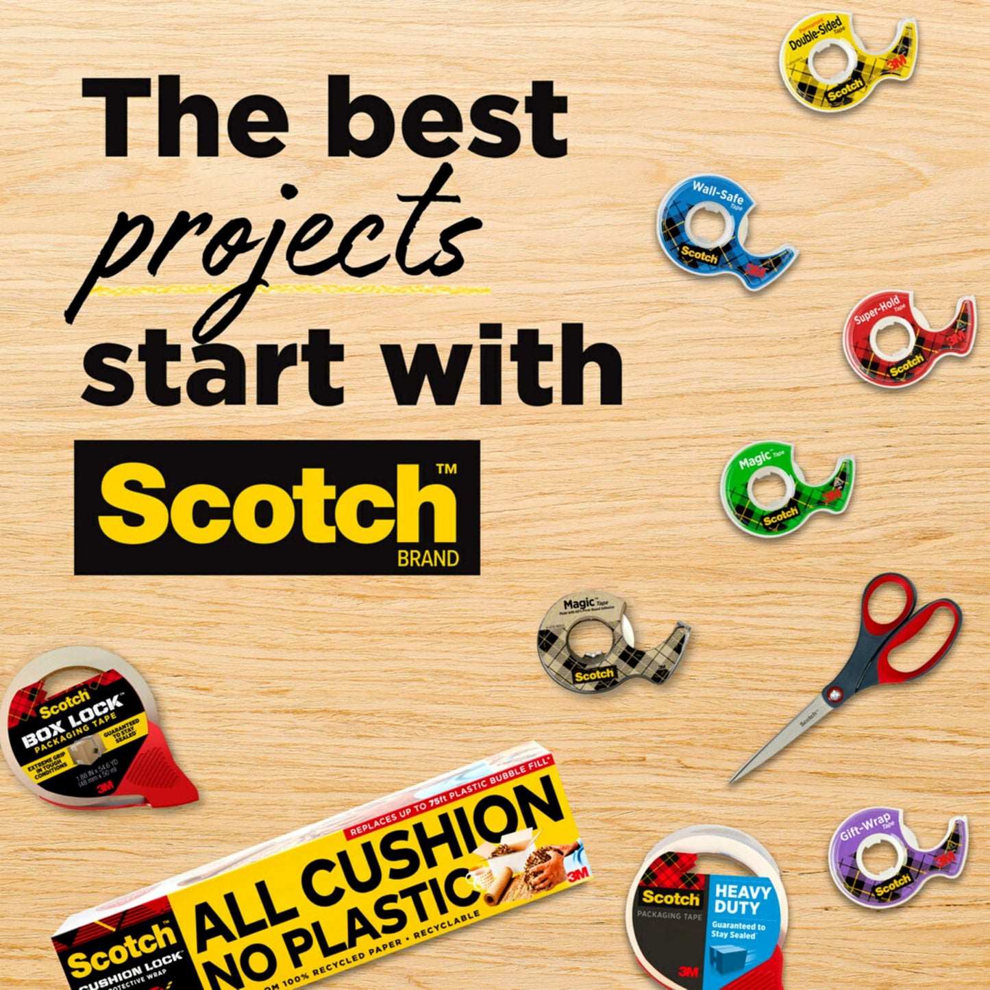 Scotch Magic Tape Desktop Dispenser, 6 Rolls of 3/4" x 1000" Each Plus 1 Desktop Tape Dispenser, Great for Repair, Wrapping and Office Applications