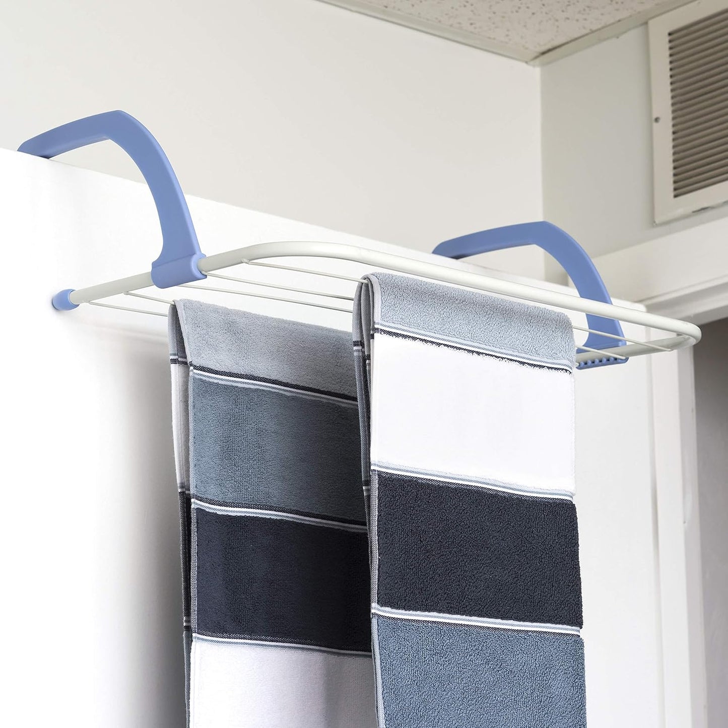 Home Basics Over The Door Laundry Drying Rack - Lightweight Heavy-Duty Door Hanger Rod for Indoor Air Drying