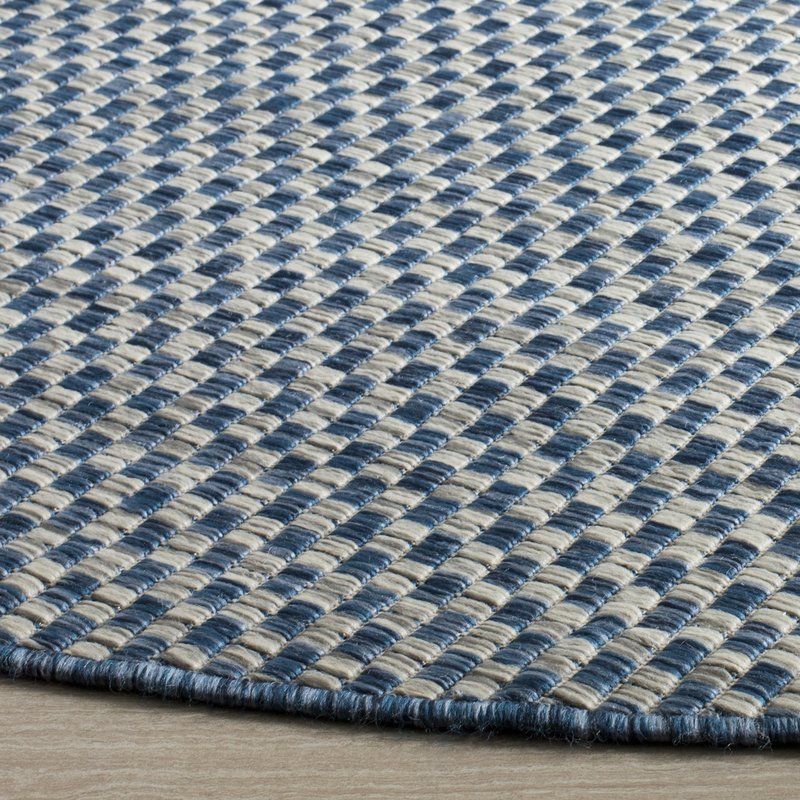 SAFAVIEH Courtyard Collection 4' Round Blue/Grey CY8653 Indoor/ Outside Waterproof Easy cleansingPatio Backyard Mudroom Area Mat