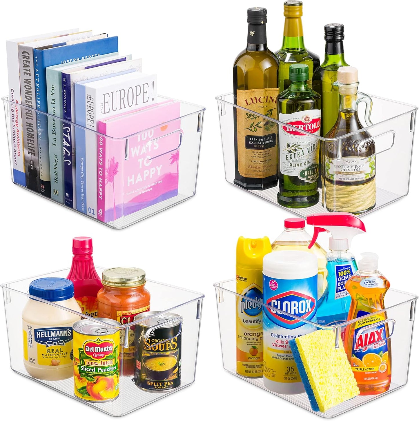 Pack 4 Countertops, Of Plastic Kitchen Organization Pantry Storage Bins - Fridge Organizer Household Food Baskets