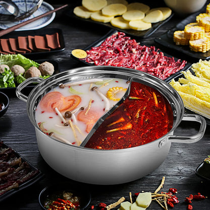 MyLifeUNIT Shabu Shabu Pot, 4.5 Qt 304 Stainless Steel Hot Pot with Divider, 11.8 Inches Soup Cookware