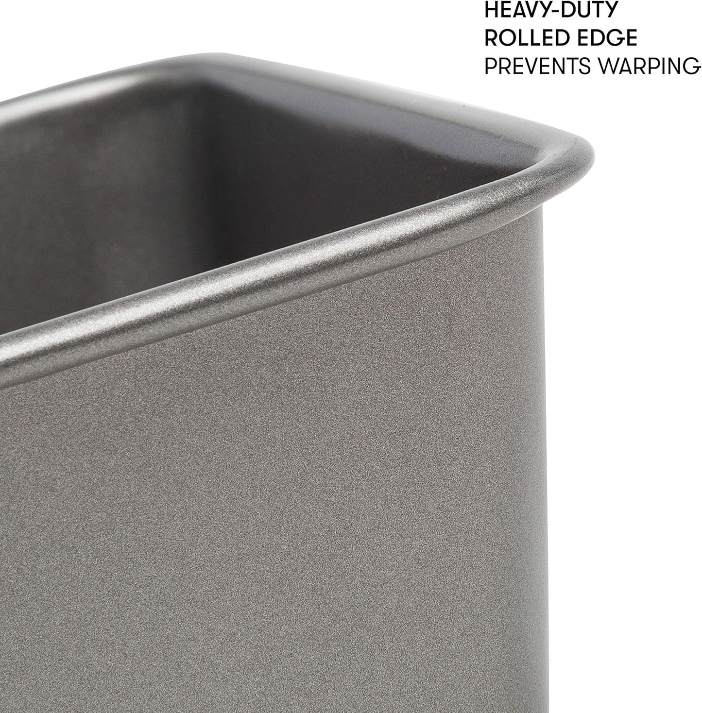 Cooking Light Heavy Duty Nonstick Bakeware Carbon Steel Bread Pan, 9.25-Inch x 5.25-Inch, Quick Release Coating, Gray