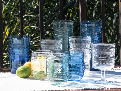 Abode Homewares Beaded 16 oz Durable Acrylic Jumbo Drinking Glasses, Shatter-Resistant and Dishwasher-Safe Indoor/Outdoor Drinkware for Water, Iced Tea, Juice, and Cocktails - Sea Green - Set of 6