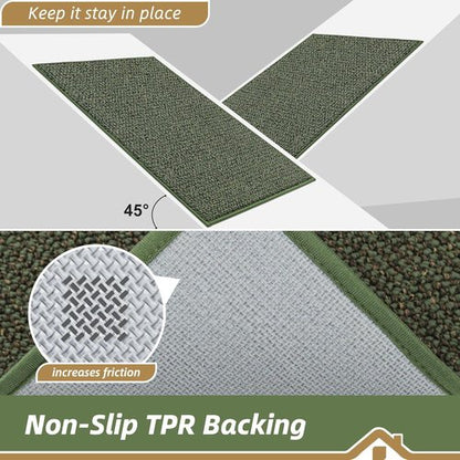 BEQHAUSE Dirt Trapper Door Mat - Non-Slip, Washable, Absorbent Entrance Mat | 20" x 48", Green