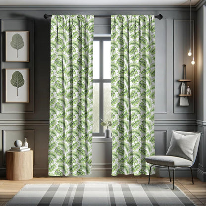 Ambesonne Palm Leaf Window Curtains, Exotic Tropical Leaves Watercolor Art Style Jungle Luau Hawaii, 2-Panel Set 28" x