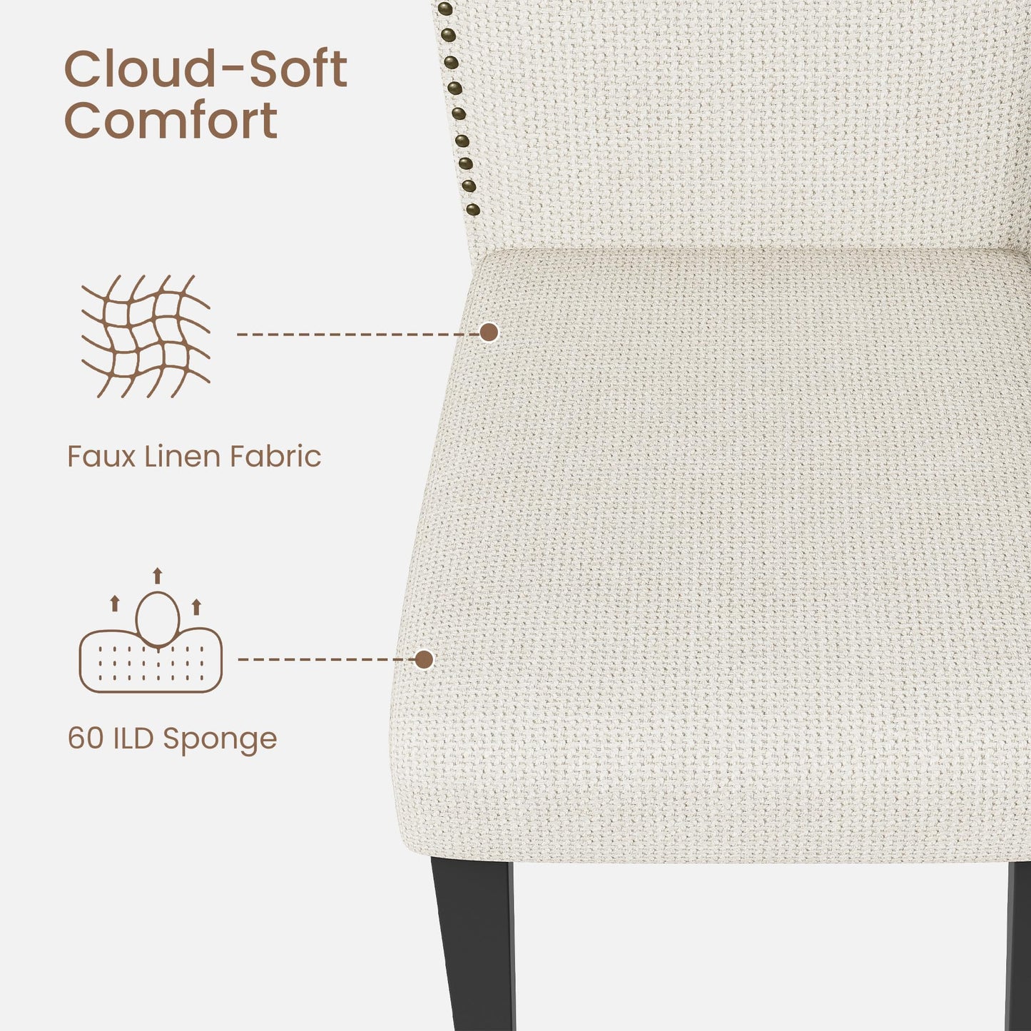 Garvee Dining Chairs Set of 4, Solid Wood Legs, Up to 500 LBS Capacity, Stable and No Wobbling, Upholstered Wide Seat with 60 ILD Sponge, Farmhouse Kitchen Chairs for Dining Room, Family Gatherings