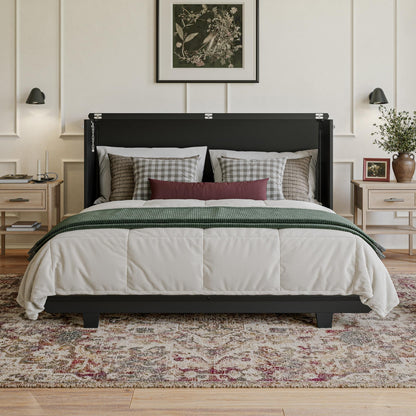 AFI, Charleston Queen Wood Murphy Bed Chest with 6" Mattress, Black