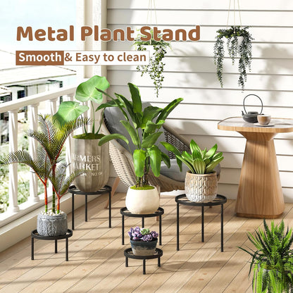 5 Pack Metal Plant Stand Indoor Outdoor Heavy Duty Plant Stands Anti-Rust Iron Flower Pot Stands,Flower Pot Stand Plant