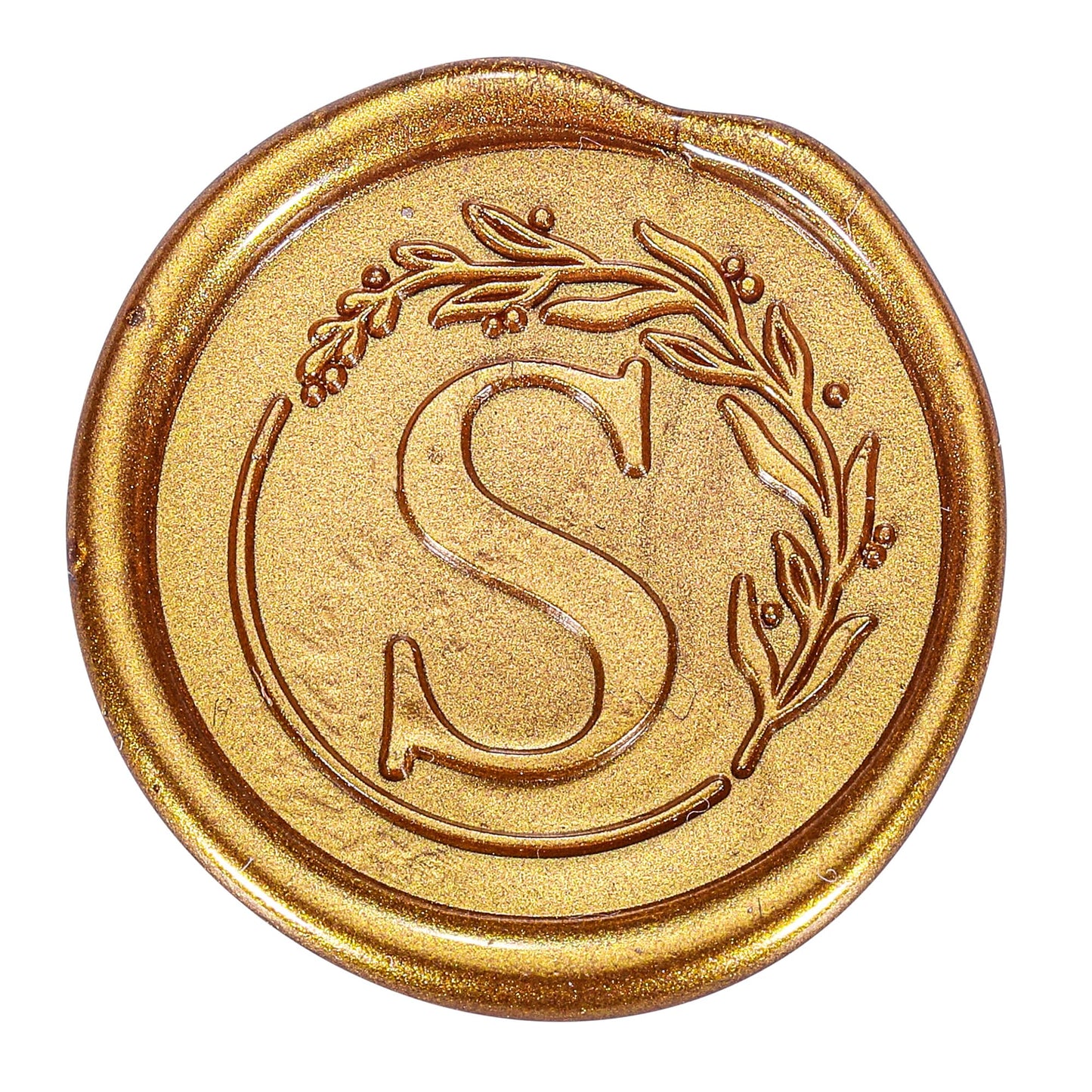 Yoption Letter Wax Seal Kit, Vintage Initial Alphabet S with Wreath Sealing Stamp and 120 Antique Gold Wax Seal Beads