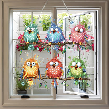 5D Diamond Art Hanging Kit for Adult,Special Shaped Rhinestone,Double Sided DIY Acrylic Diamond Art Painting Window Pendants Home Garden Wall Hanging Kits Hanging Ornament (Bird)
