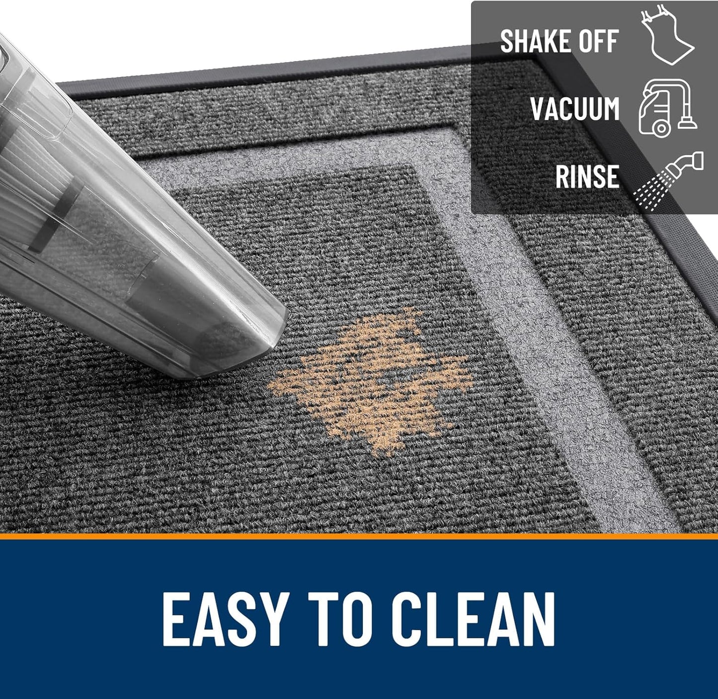 OLANLY Indoor Outdoor Front Door Mat - Waterproof All-Season Doormat, Sturdy Rubber, 29.5x17, Dark Grey