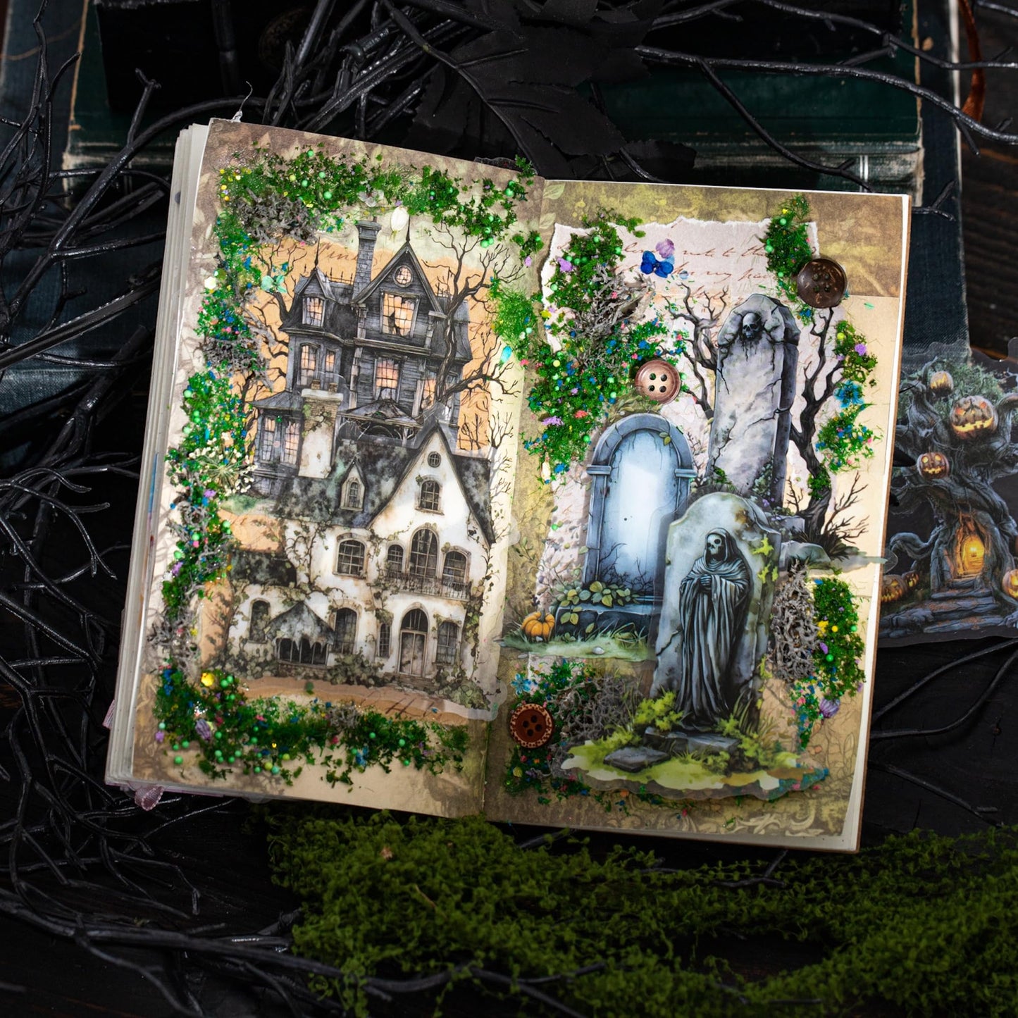 AuriicLeaf Gothic PET Sticker Set, 60PCS Abandoned City Theme Stickers for Scrapbooking, Journaling, DIY Crafts and Planner Supplies