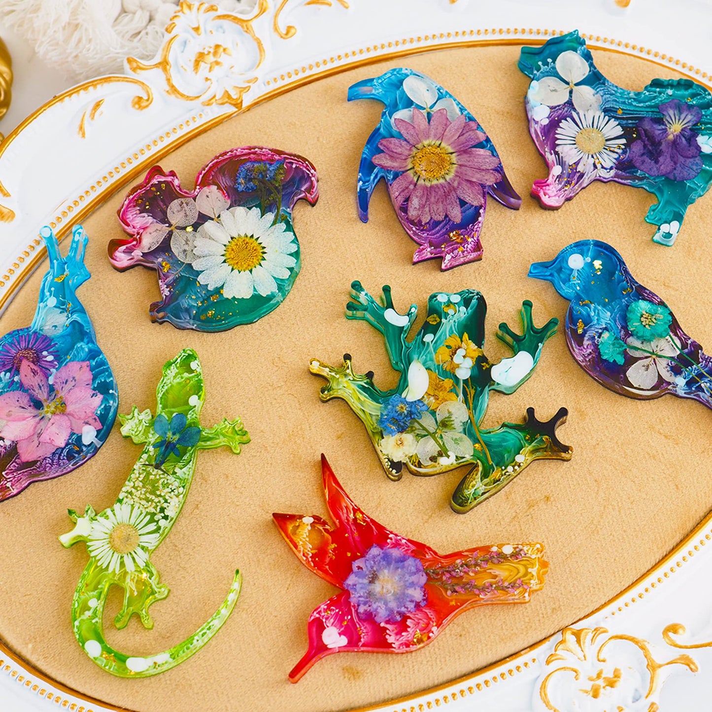Pulcher Resin Molds, 16 Marine Terrestrial Amphibious Animals Keychain Making Silicone Mold for Epoxy Resin Casting Craft DIY Pendants Ornaments Decoration Gift