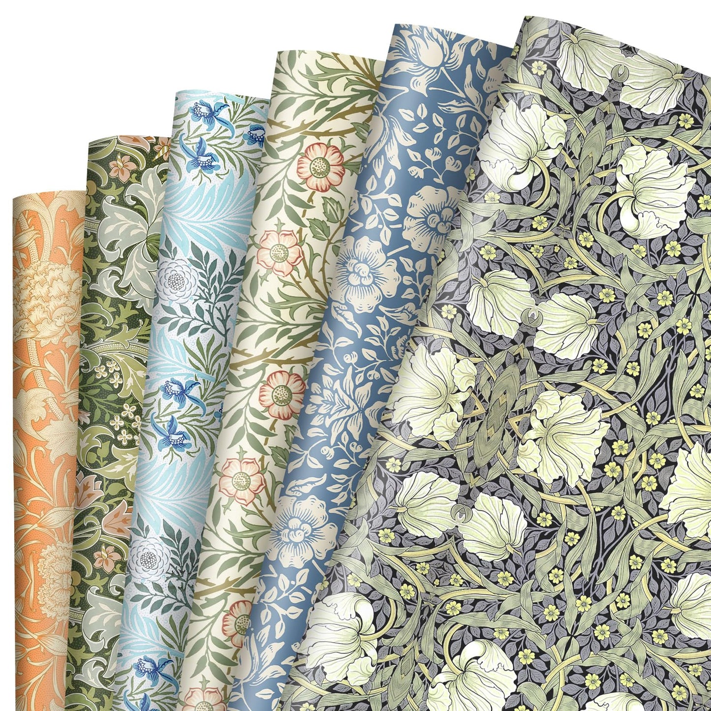 JarThenaAMCS 12 Sheets William Morris Wrapping Paper -Not Roll- Retro Floral Greenery Gift Wrap Paper Folded Flat Art Sheet for DIY Crafts Wedding Baby Shower Birthday, 19.7 x 27.6 Inch
