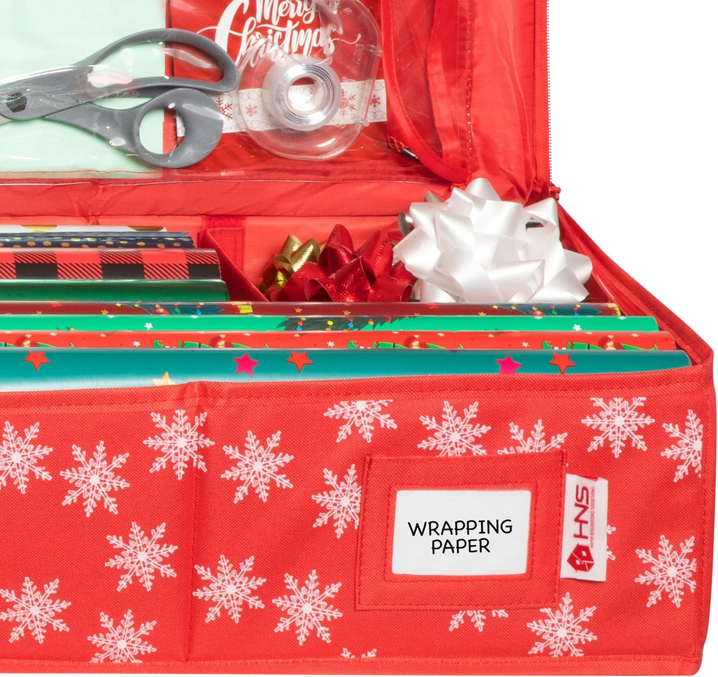 Wrapping Paper Storage Container, Fits 27 Rolls, Underbed Organizer for Gift Wrap, Ribbon, and Bows