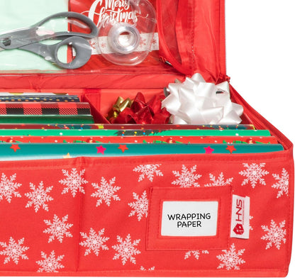Wrapping Paper Storage Container, Fits 27 Rolls, Underbed Organizer for Gift Wrap, Ribbon, and Bows