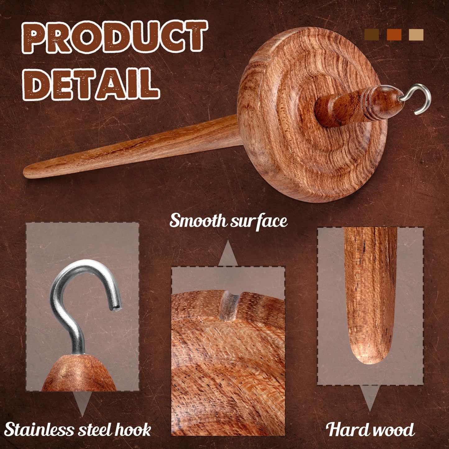 Savina Wooden Hardwood Drop Spindle Top Whorl Yarn Spinner Wheel for Beginners & Advanced,Hand Spinning, Spin Roving into Yarn - Ideal for Sewing Projects