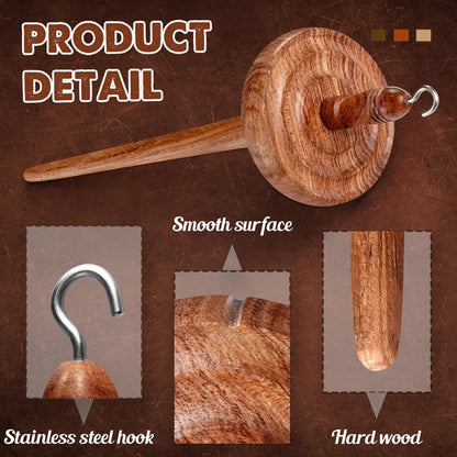 Savina Wooden Hardwood Drop Spindle Top Whorl Yarn Spinner Wheel for Beginners & Advanced,Hand Spinning, Spin Roving into Yarn - Ideal for Sewing Projects
