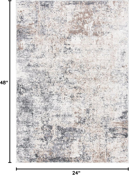 2' 4', (ASN705A) SAFAVIEH Aston Collection Accent Rug - x Ivory & Grey, Modern Abstract Design, Non-Shedding & Easy