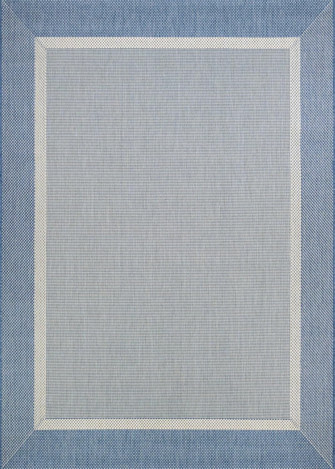 2' 3'7" Set, Couristan Recife Indoor Outdoor Rug - Stria Texture x Rectangle in Blue, Hose Washable, Low Pile, Pet- Kid
