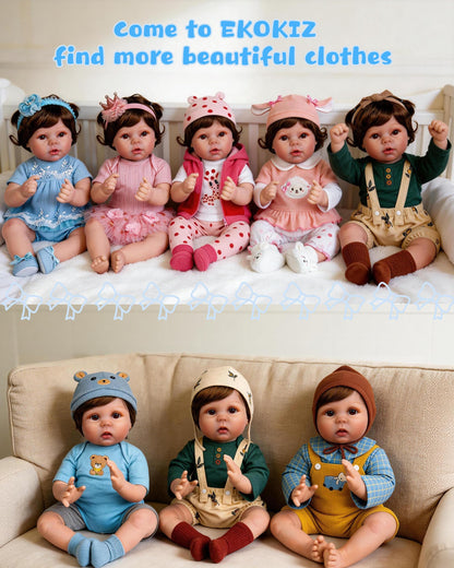 EKOKIZ Reborn Baby Dolls Clothes Girl Blue Baby Doll Clothes 17-20 Inches Doll Outfits and Accessories for Newborn Girl