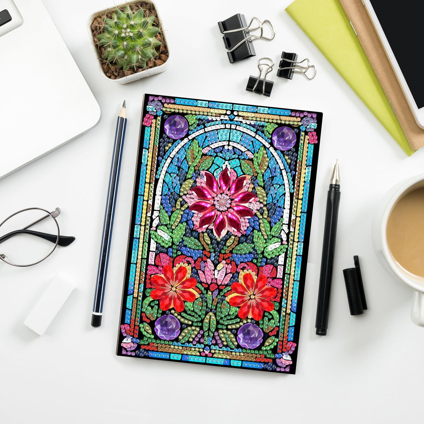 MaiYiYi 3 PCS Datura Notebook Diamond Painting Kit Flower Diary Book Diamond Art Kits for Adults Mandragora Notepad Crystal Diamond Painting for Study Home Office Art Drawing (20X14 CM)