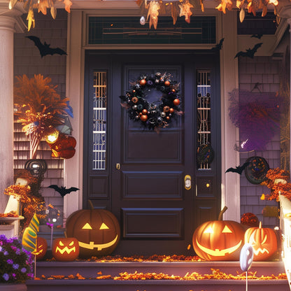 Valery Madelyn Halloween Decorations Value Bundle (2 Items), 26 Inch Halloween Wreath & 40ct Halloween Ornaments Tree Decorations for Holiday Party Indoor Home Decor