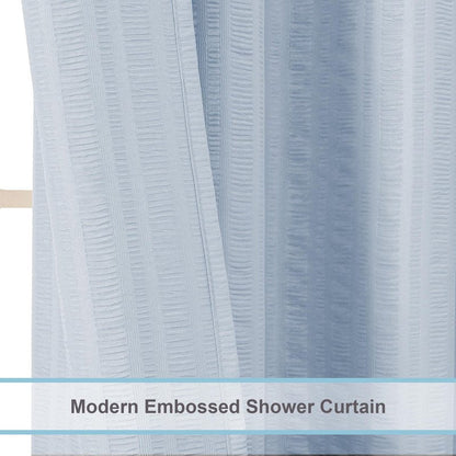 Aiyufeng Light Blue Shower Curtain for Bathroom, Embossed Textured Fabric Shower Curtain for Bathroom - Soft Cloth & Hotel Spa, Machine Washable, 72X72, Glacier Blue