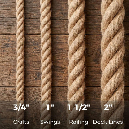 Hemp Rope - 3/4 Inch × 100 Feet - Natural Jute Twisted Manila Rope for Crafts, Hammock, Railing, Decorating
