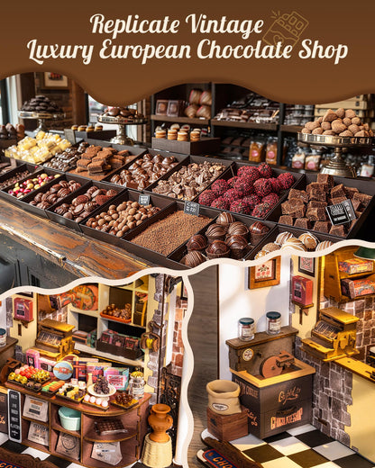 Rolife DIY Miniature House Kit Henry's Chocolate Shop, Tiny House Book Nook for Bookshelf Decor, 3D Puzzles Model Building Kits for Teens, Birthday Gifts/Craft Kits for Girls Boys (Henry's Chocolate)
