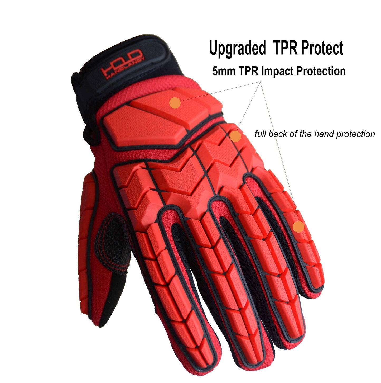 HANDLANDY Anti Vibration Gloves, SBR Padding, TPR Protector Impact Gloves, Men Mechanic Work Gloves XXL
