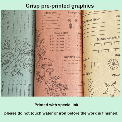 Myfilicity Embroidery Beginners Stitch Practice kit, 3 Embroidery Starter Kits, Learn 30 Different Stitching Techniques for Craft Enthusiasts to Hand-Stitch Fabric and Learn Embroidery Skills…