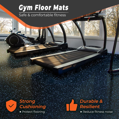 SUPERJARE 0.4'' Thick 36 Pcs 144 Sq Ft Rubber Top Exercise Equipment Mats, High Density EVA Foam Mats with Rubber Top, Interlocking Gym Flooring for Home Gym, Protective Workout Mat, Black/Grey